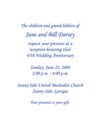 Forty Fifth Wedding Anniversary Party Invitation